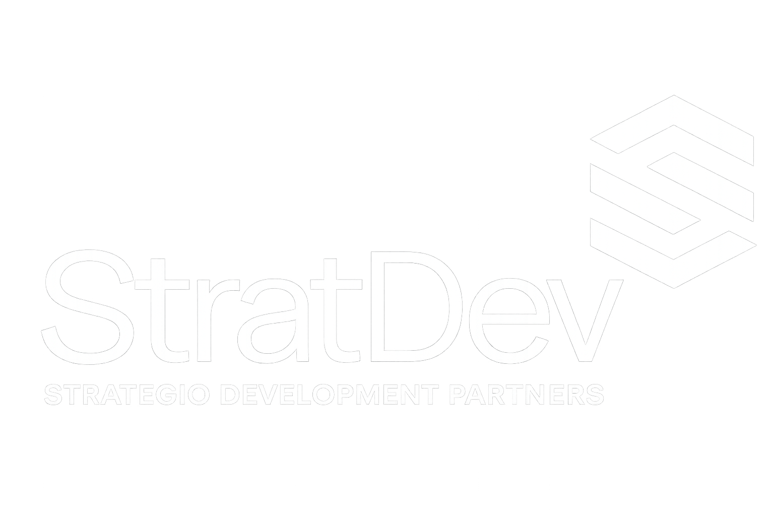 Stradev logotyp. Text och stiliserat S som symbol.